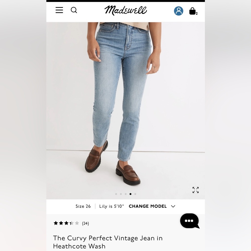 Madewell curvy perfect vintage Jean in Heathcote wash